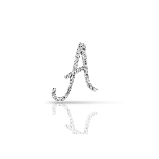 White Gold Round Diamond Initial Letters Pendant by Truth Jewel