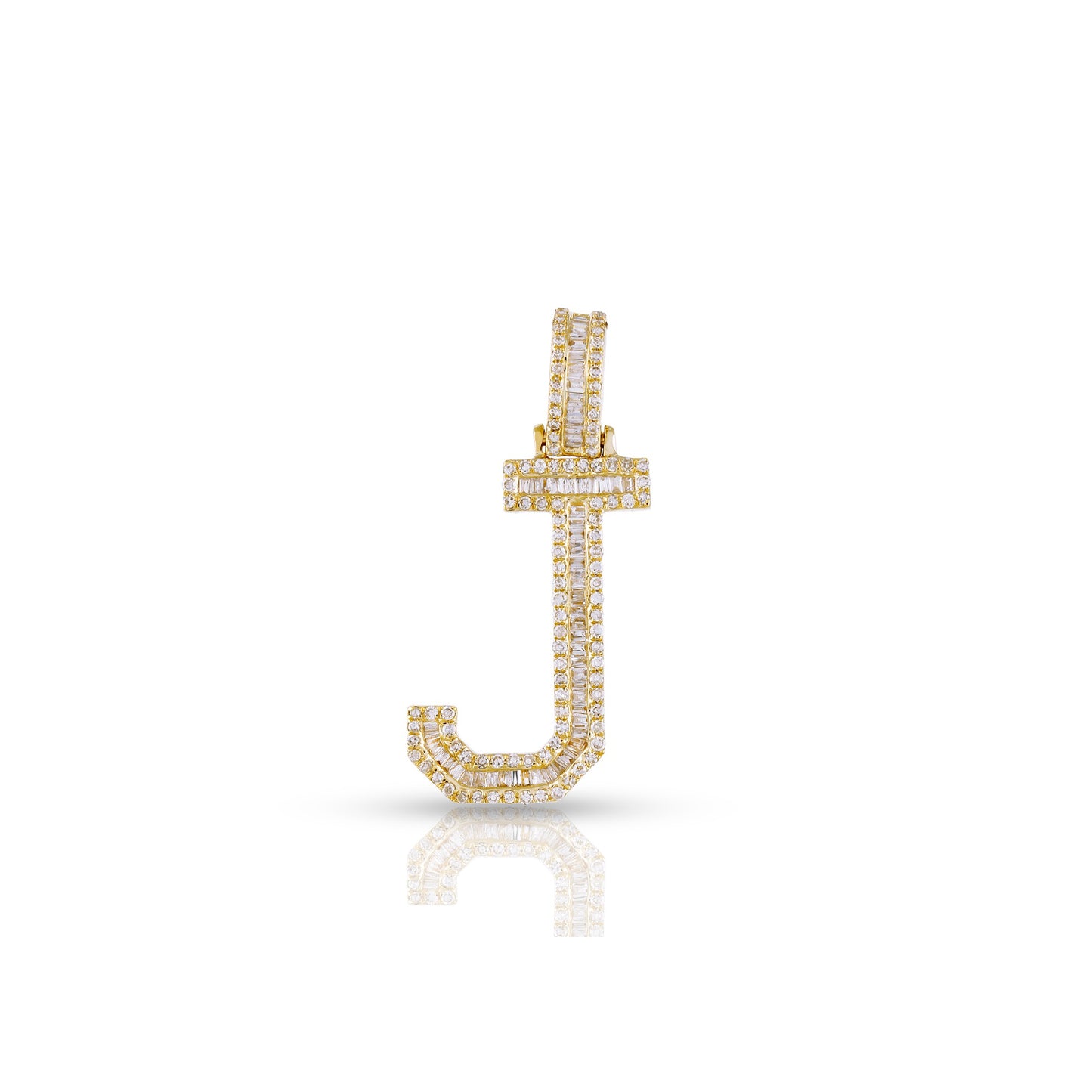 Yellow Gold Baguette Diamond Initial Letter pendant by Truth jewel