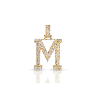 Yellow Gold Baguette Diamond Initial Letter pendant by Truth jewel