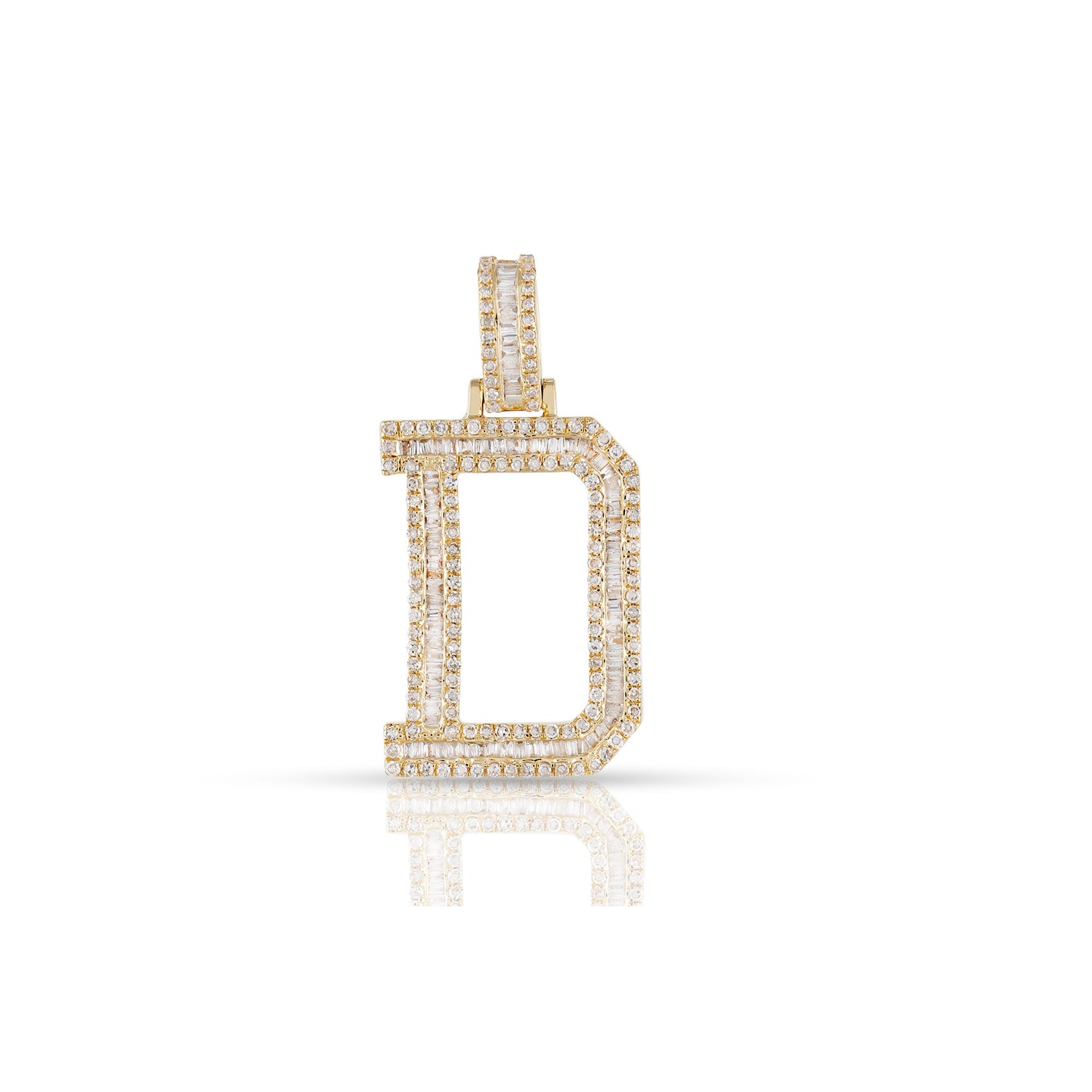 Yellow Gold Baguette Diamond Initial Letter pendant by Truth jewel