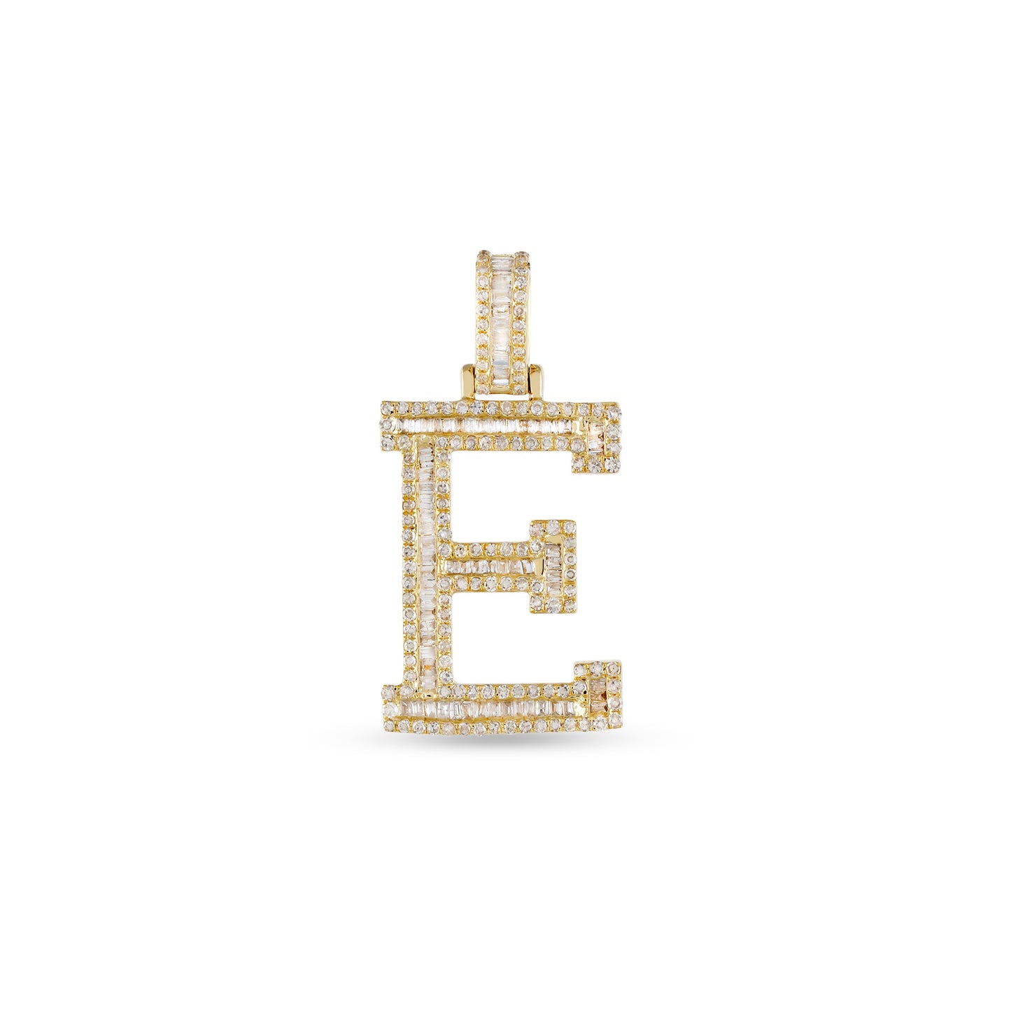 Yellow Gold Baguette Diamond Initial Letter pendant by Truth jewel