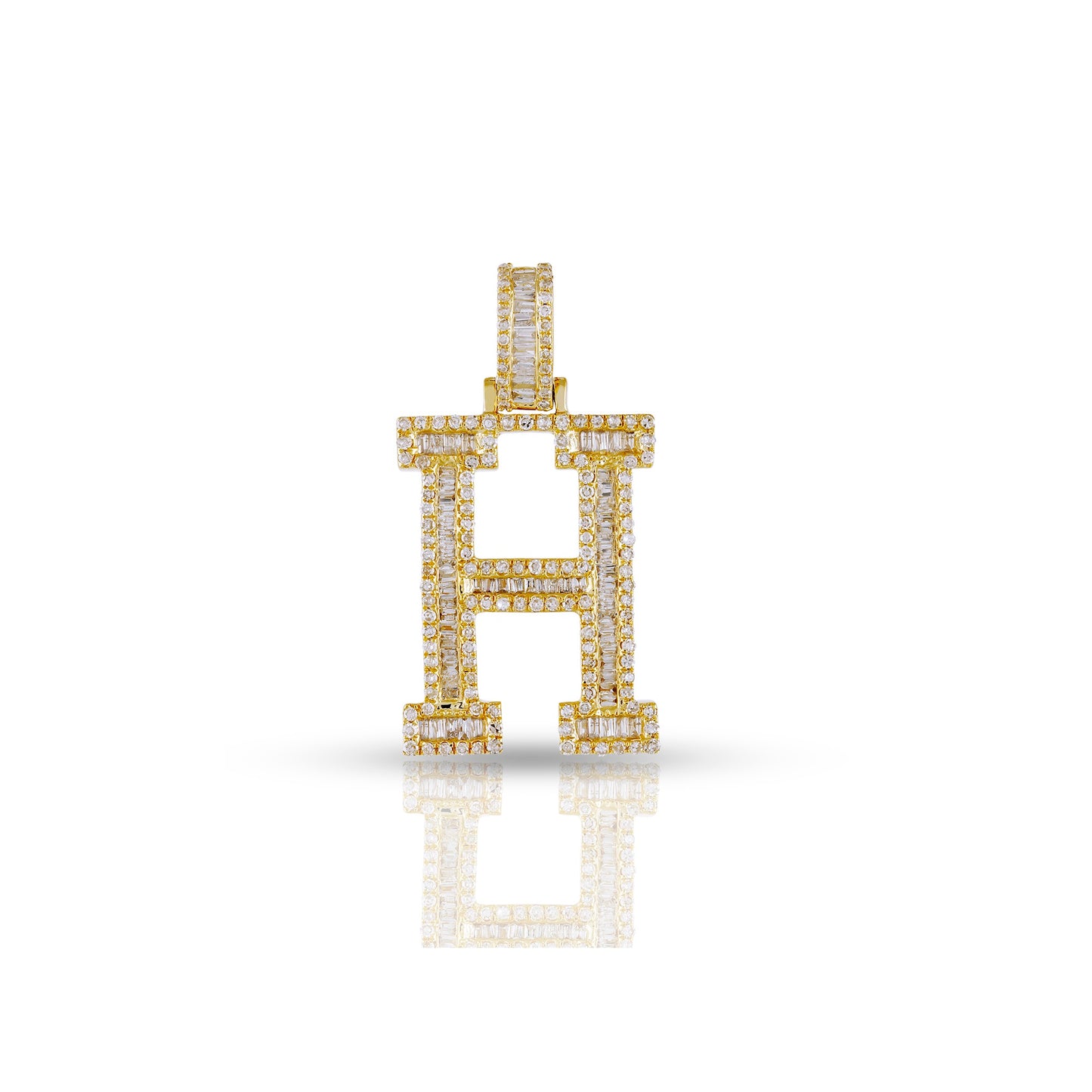 Yellow Gold Baguette Diamond Initial Letter pendant by Truth jewel