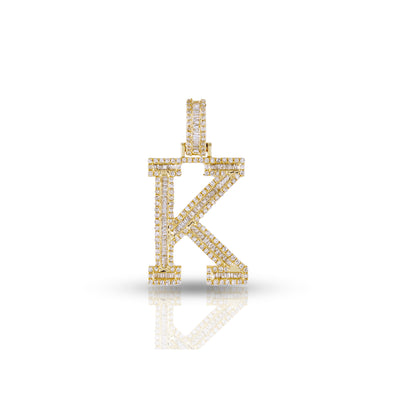 Yellow Gold Baguette Diamond Initial Letter pendant by Truth jewel