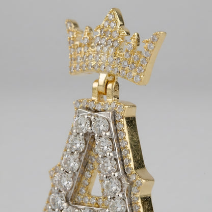 10KT Yellow Gold Initial pendant With Crown