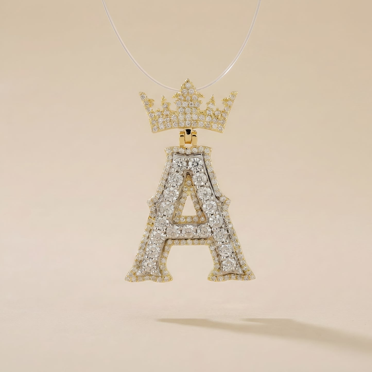 10KT Yellow Gold Initial pendant With Crown