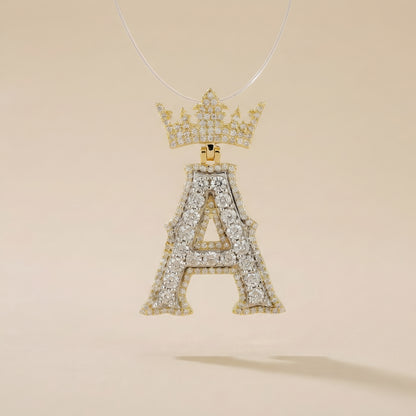 10KT Yellow Gold Initial pendant With Crown