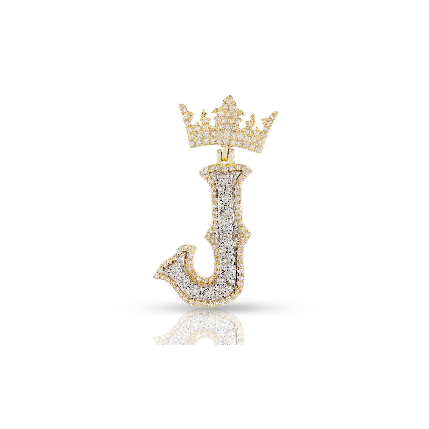 Yellow Gold White Diamond Initial Pendants by Truth Jewel