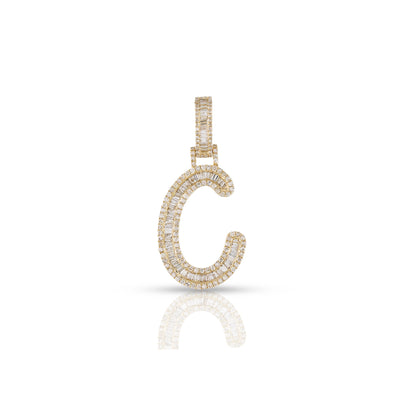 Yellow Gold Baguette Diamond Initial Letters Pendant by Truth Jewel