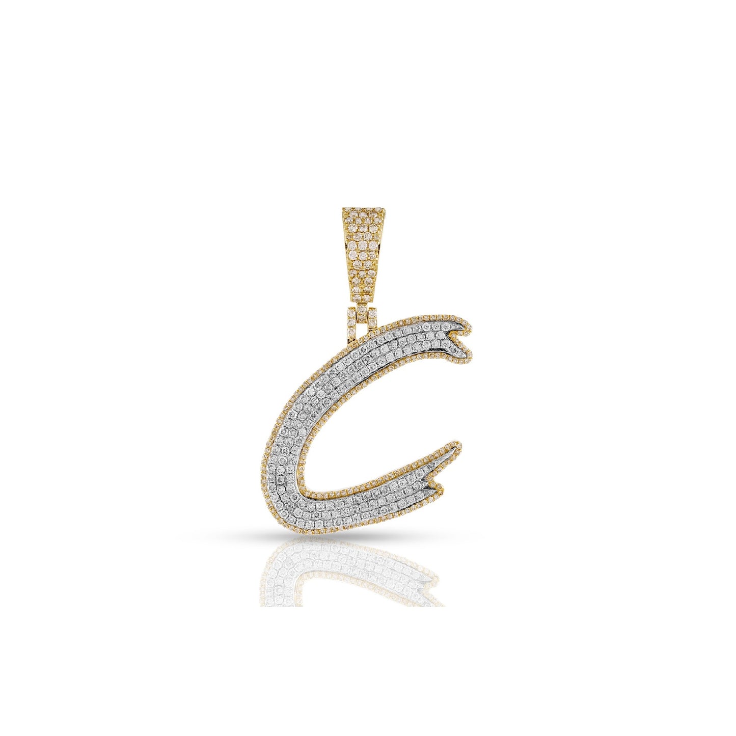 Yellow Gold White Diamond Initial Letter Pendant by Truth Jewel