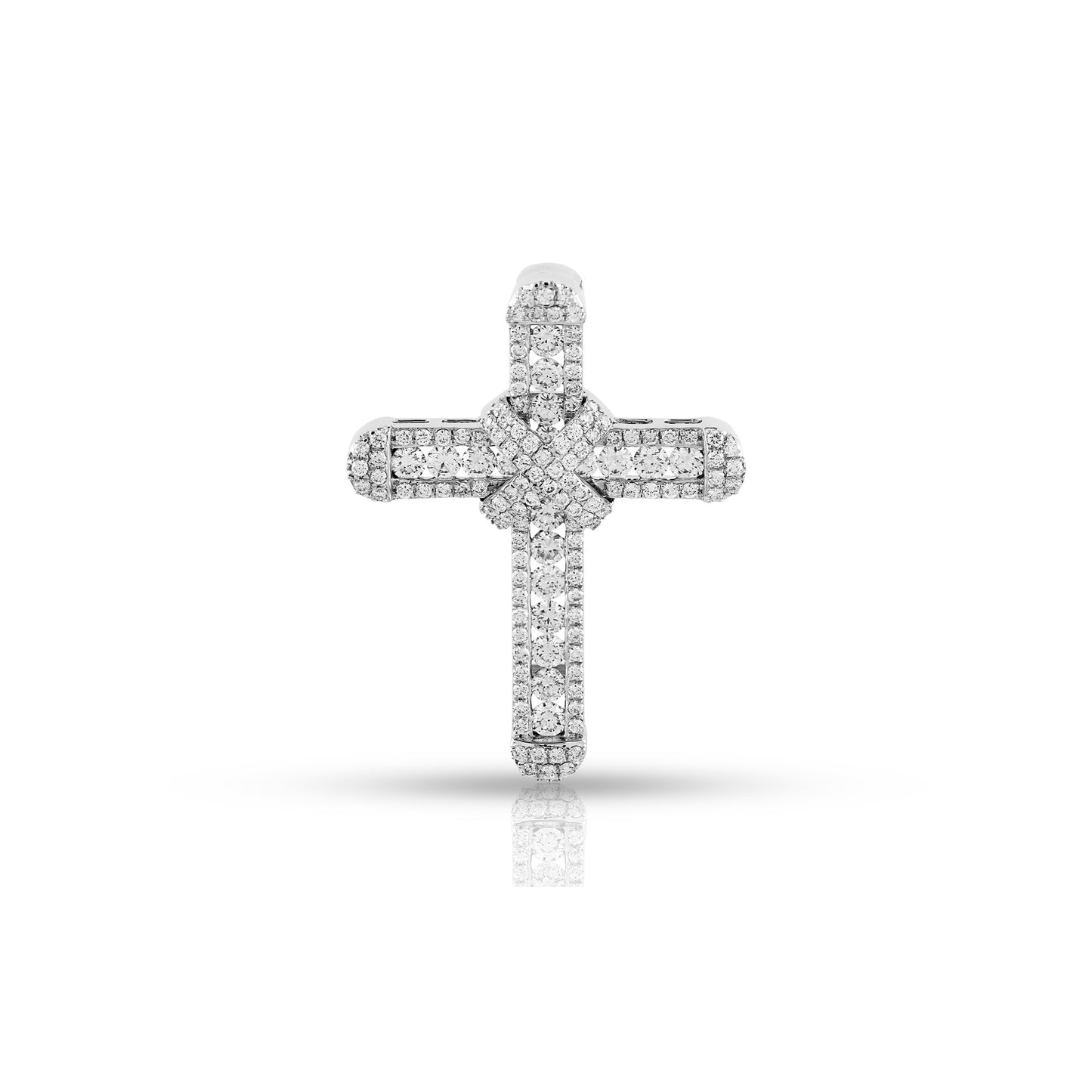 White Gold Round Diamond Cross Pendant by Truth Jewel