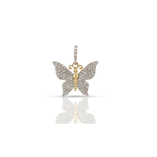 Yellow Gold White Diamond Butterfly Pendant by Truth Jewel