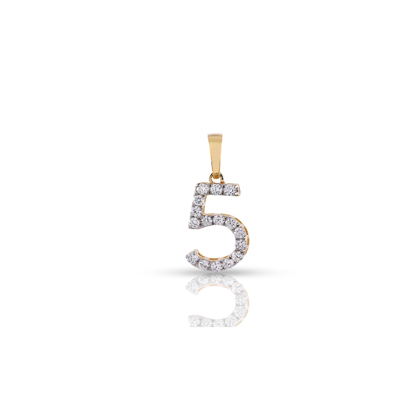 Yellow Gold White Round Diamond '1 to 10' Number Pendant by Truth Jewel