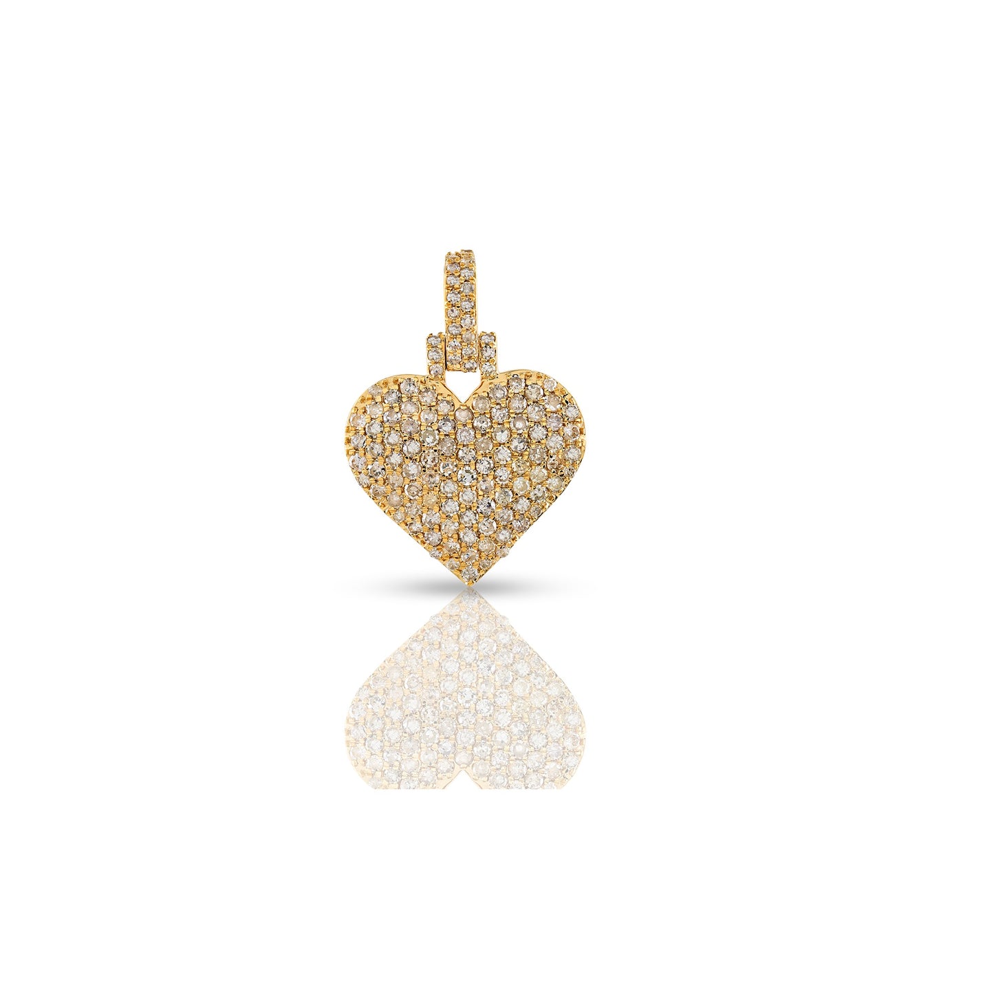 Yellow Gold Round Diamond Heart Pendant by Truth Jewel