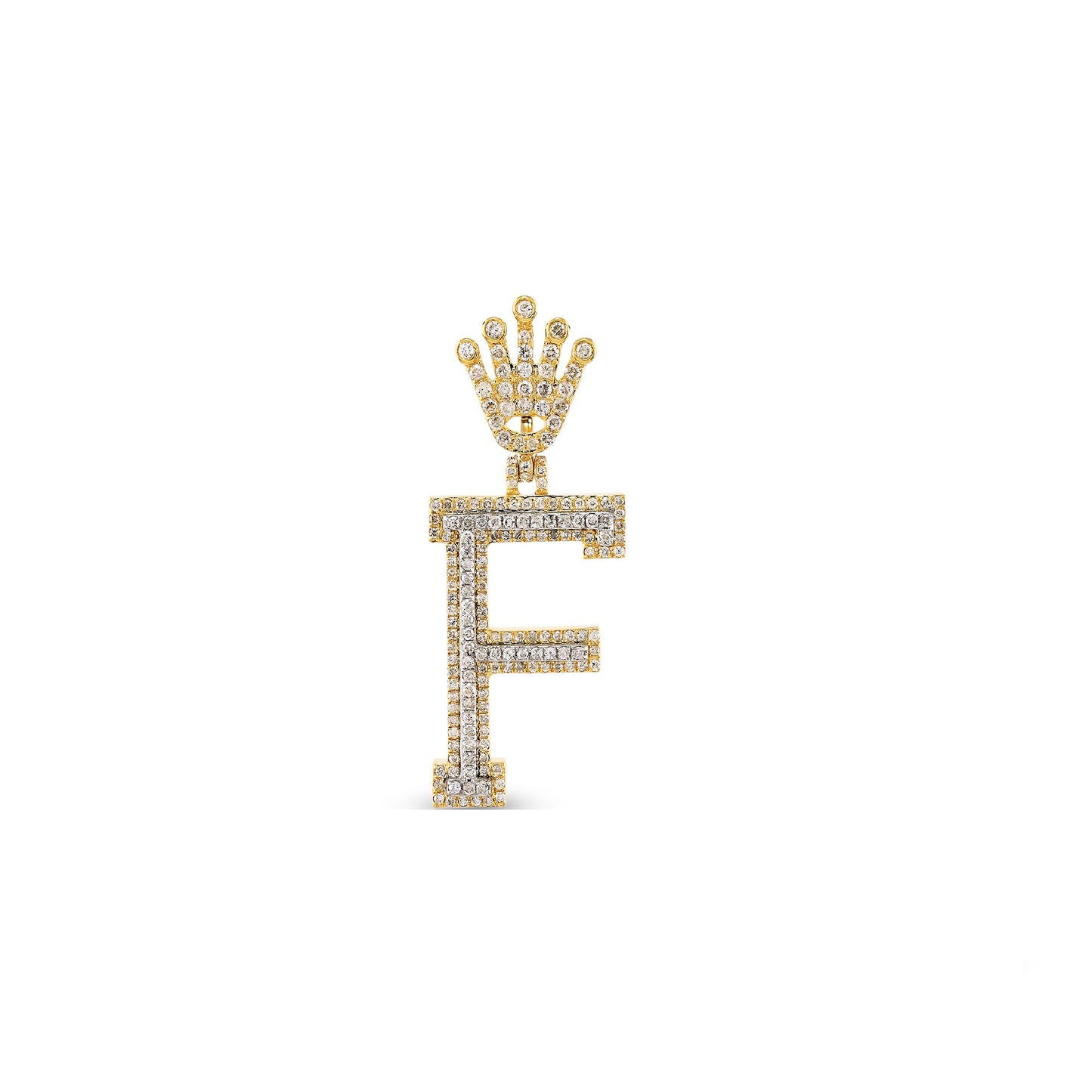 14K Yellow Gold Diamond Crown Initial Pendant