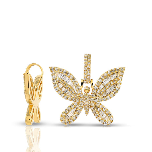 10KT Yellow Gold Diamond Butterfly Statement Pendant