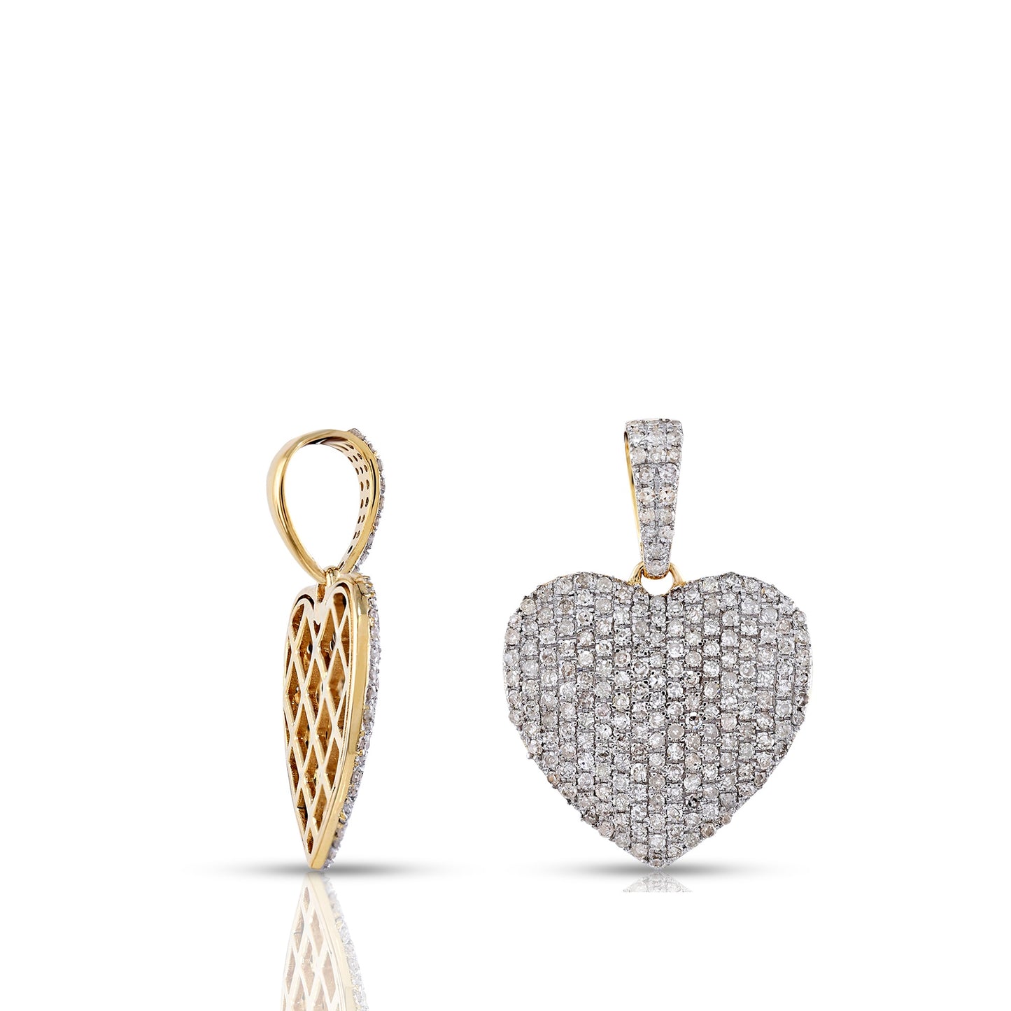 10KT Yellow Gold Luxury Iced Heart Pendant