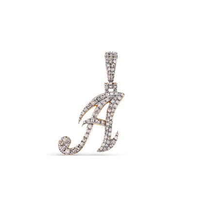 Yellow Gold White Diamond  'A-Z' Initial Pendant by Truth Jewel