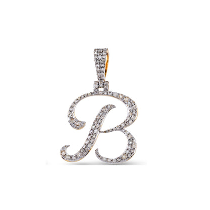 Yellow Gold White Diamond  'A-Z' Initial Pendant by Truth Jewel