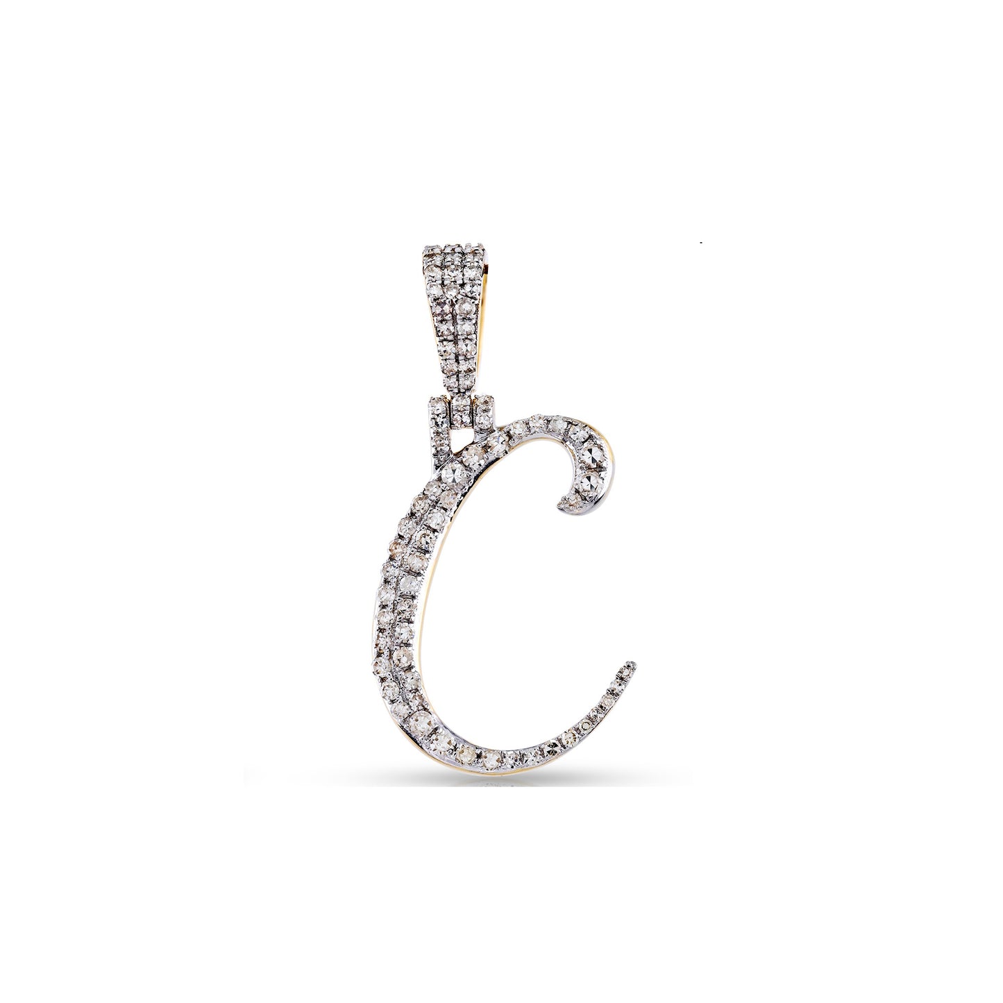 Yellow Gold White Diamond  'A-Z' Initial Pendant by Truth Jewel