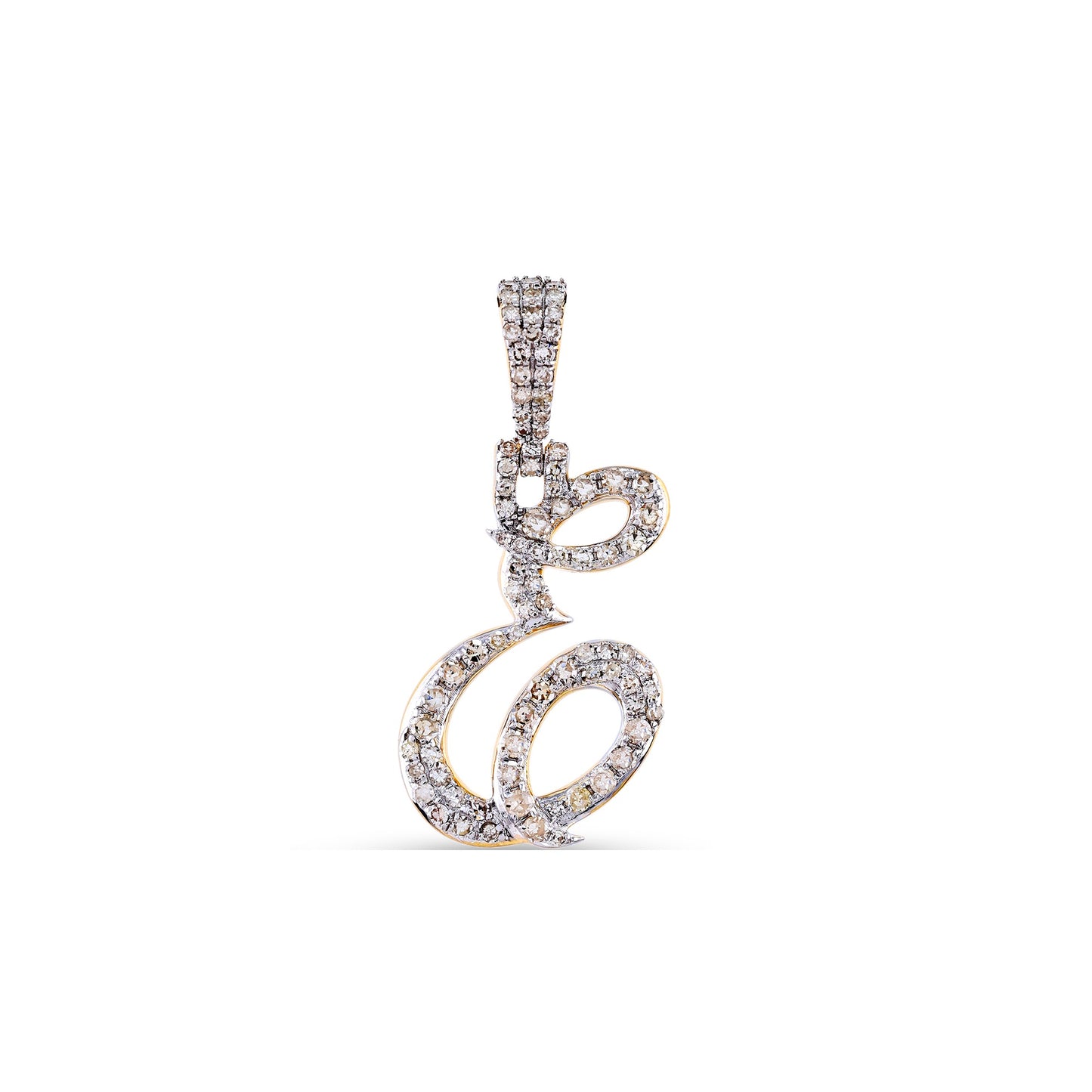 Yellow Gold White Diamond  'A-Z' Initial Pendant by Truth Jewel