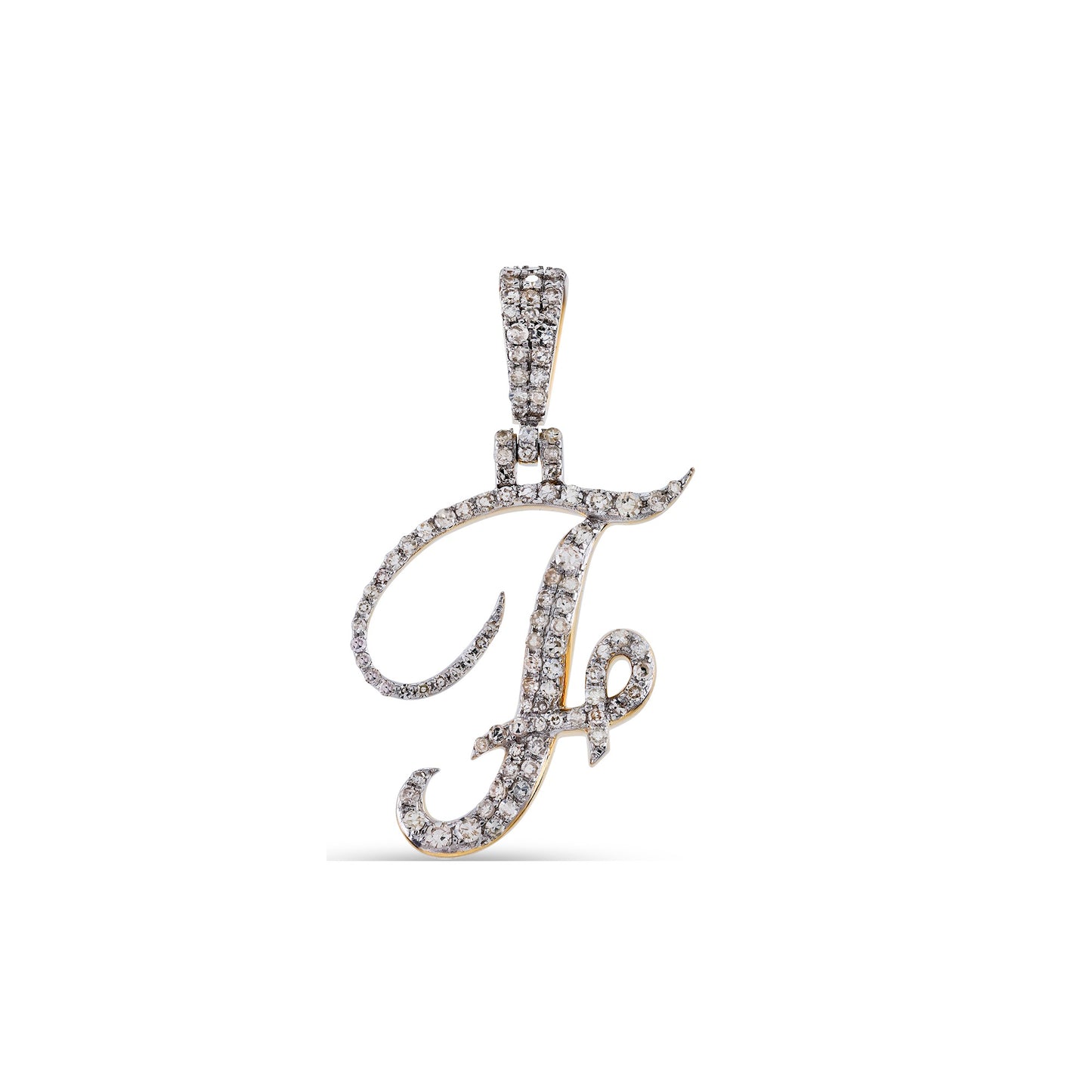 Yellow Gold White Diamond  'A-Z' Initial Pendant by Truth Jewel