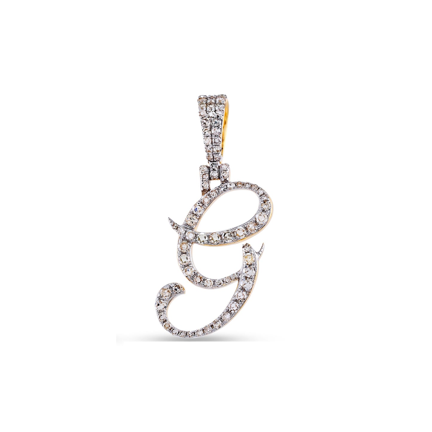 Yellow Gold White Diamond  'A-Z' Initial Pendant by Truth Jewel