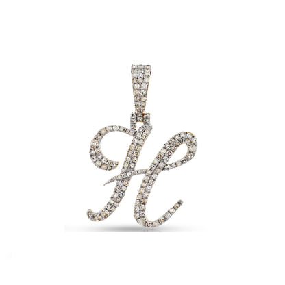 Yellow Gold White Diamond  'A-Z' Initial Pendant by Truth Jewel