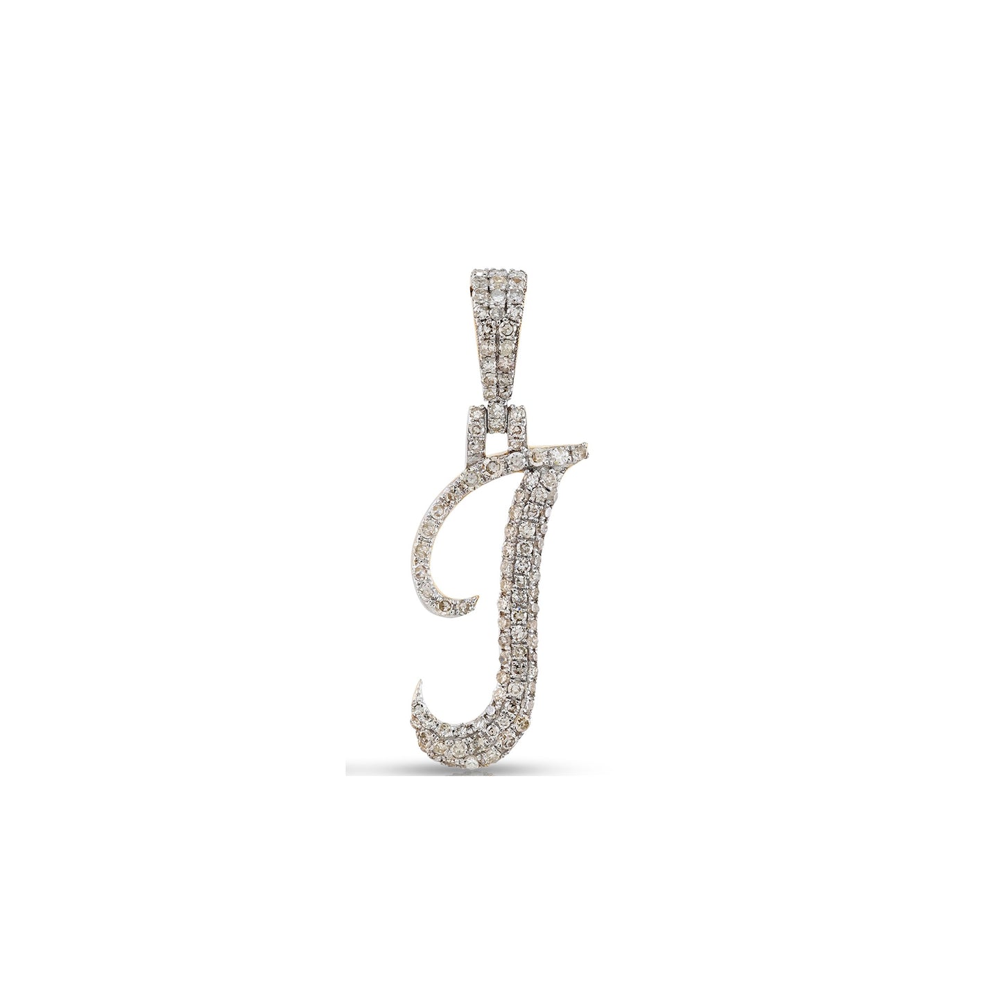 Yellow Gold White Diamond  'A-Z' Initial Pendant by Truth Jewel