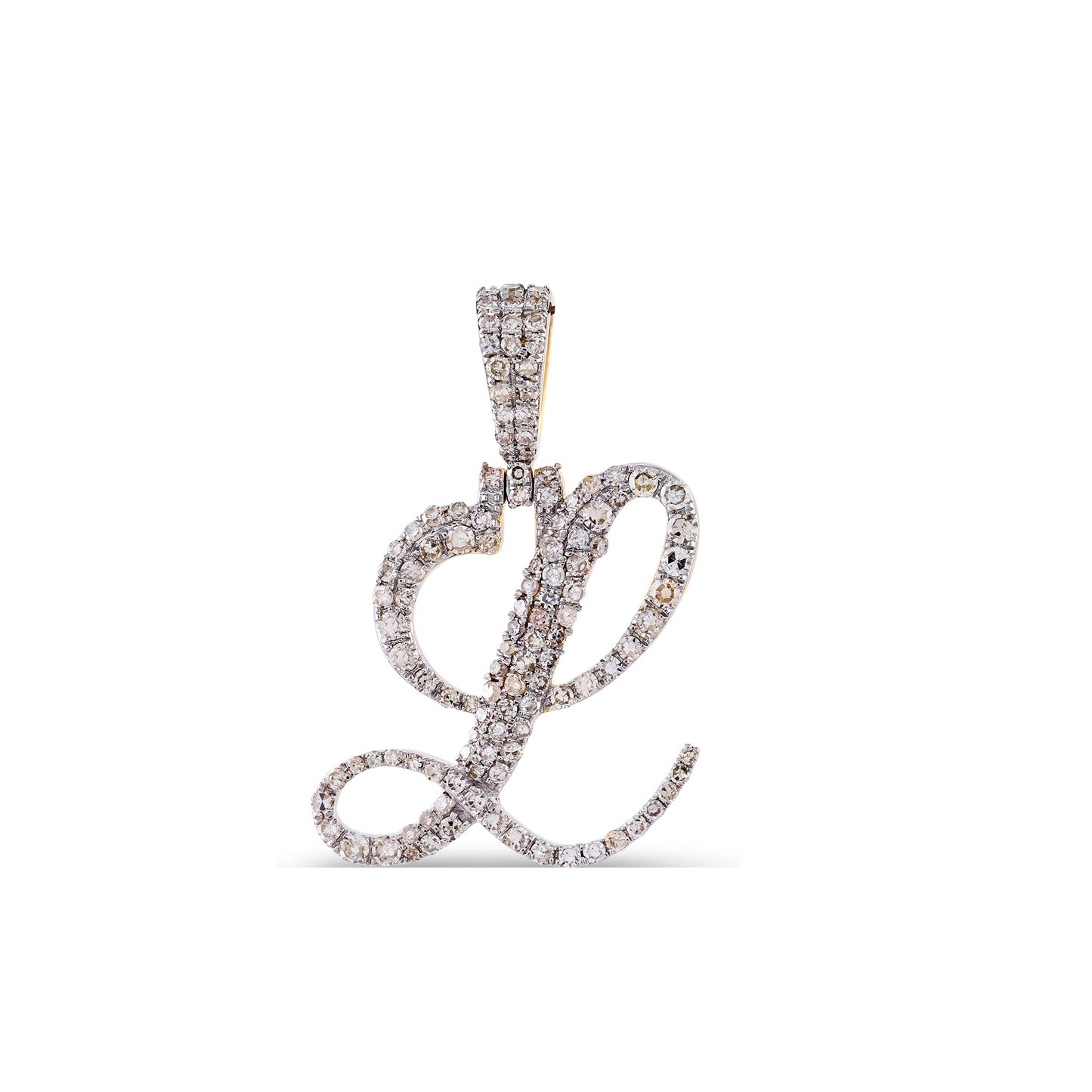 Yellow Gold White Diamond  'A-Z' Initial Pendant by Truth Jewel