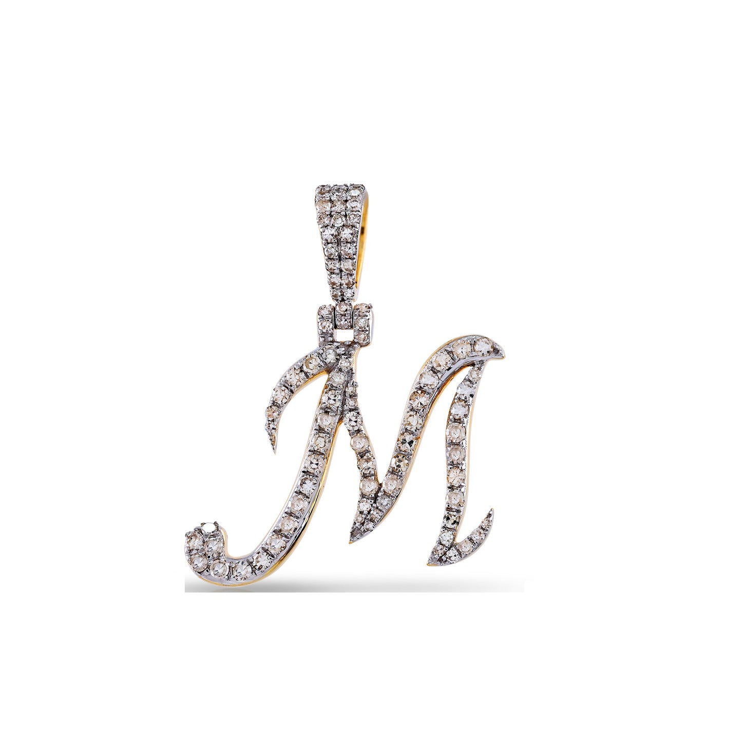 Yellow Gold White Diamond  'A-Z' Initial Pendant by Truth Jewel