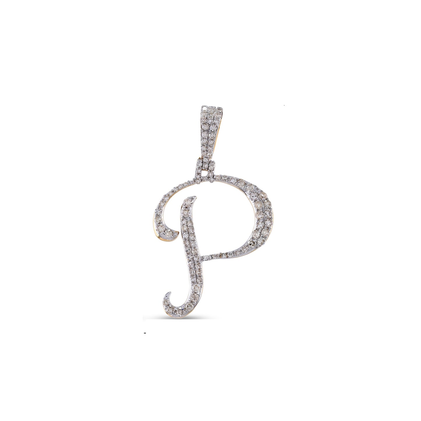 Yellow Gold White Diamond  'A-Z' Initial Pendant by Truth Jewel