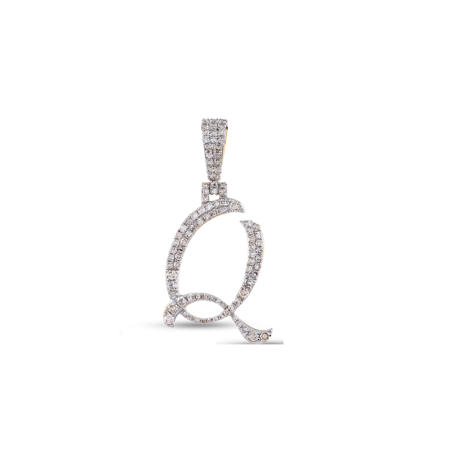 Yellow Gold White Diamond  'A-Z' Initial Pendant by Truth Jewel