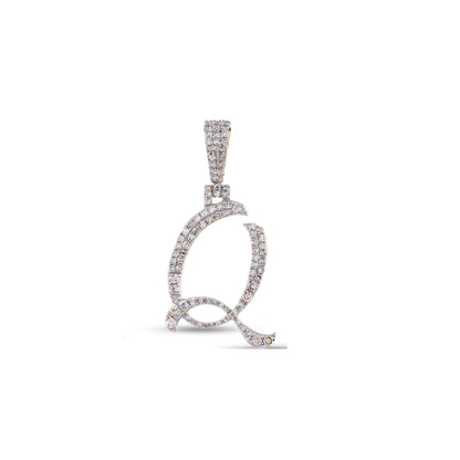 Yellow Gold White Diamond  'A-Z' Initial Pendant by Truth Jewel