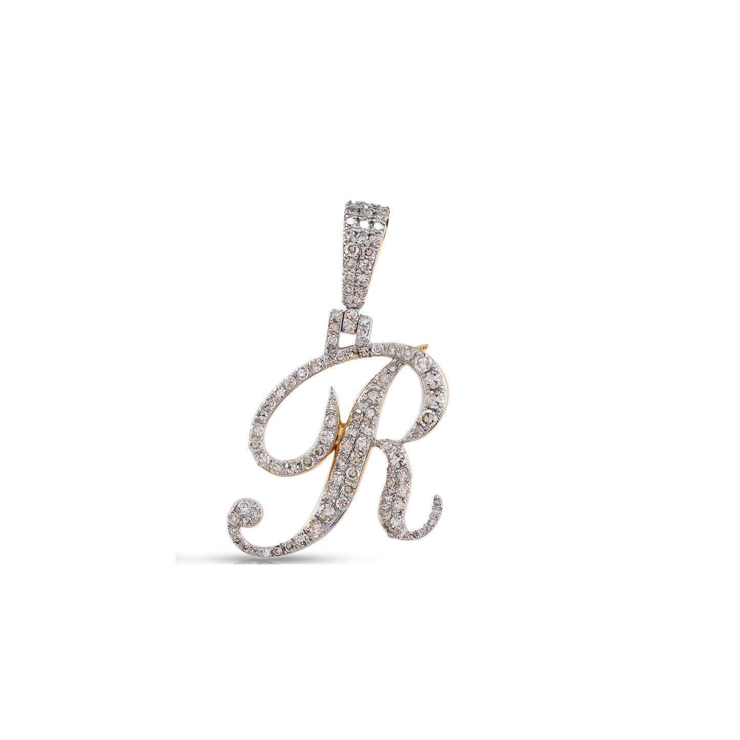 Yellow Gold White Diamond  'A-Z' Initial Pendant by Truth Jewel