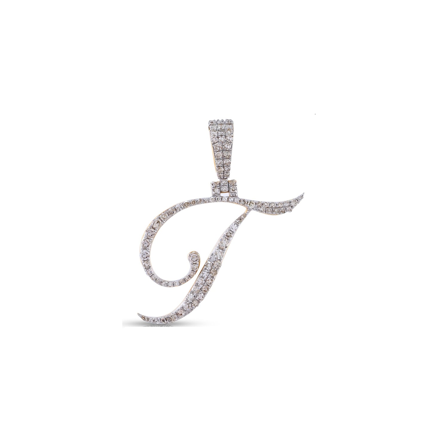 Yellow Gold White Diamond  'A-Z' Initial Pendant by Truth Jewel