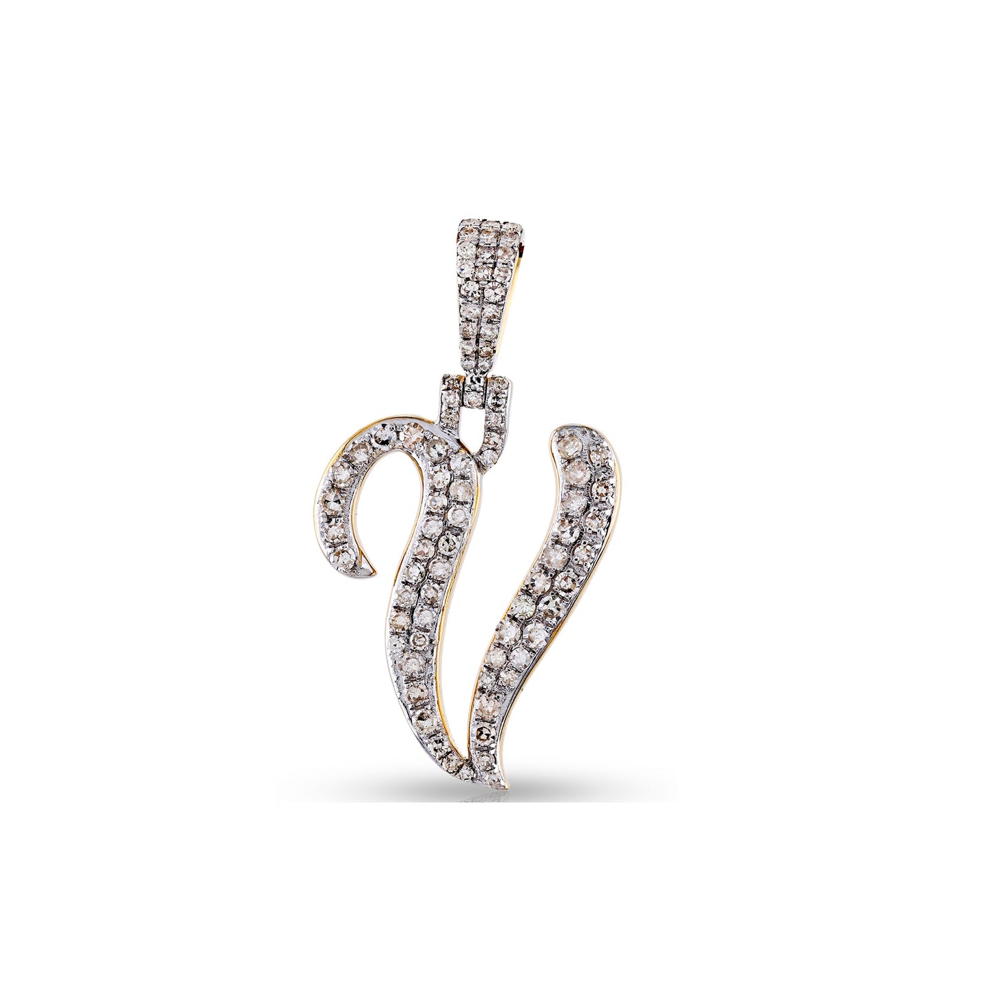 Yellow Gold White Diamond  'A-Z' Initial Pendant by Truth Jewel