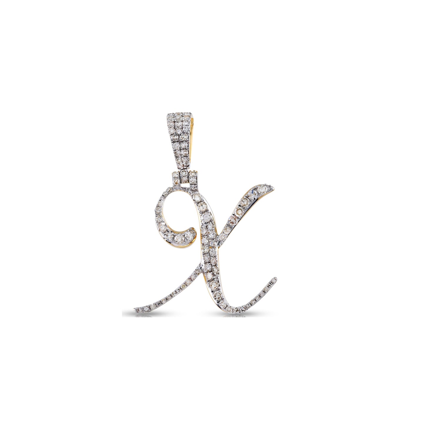 Yellow Gold White Diamond  'A-Z' Initial Pendant by Truth Jewel