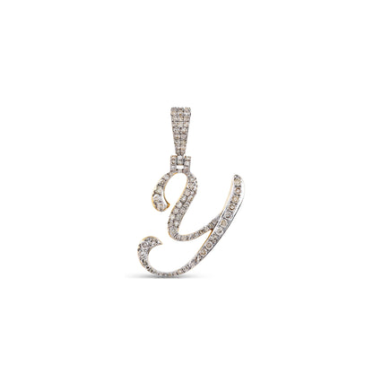 Yellow Gold White Diamond  'A-Z' Initial Pendant by Truth Jewel