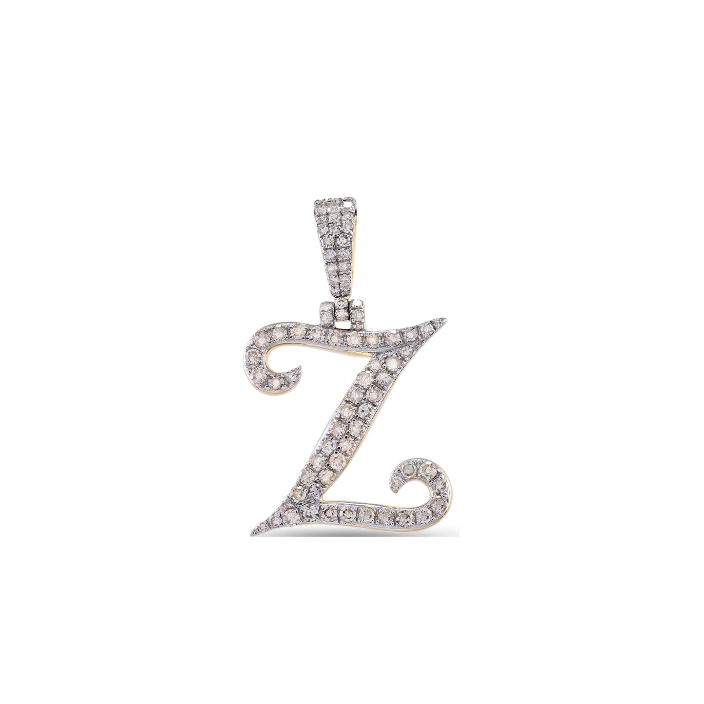 Yellow Gold White Diamond  'A-Z' Initial Pendant by Truth Jewel