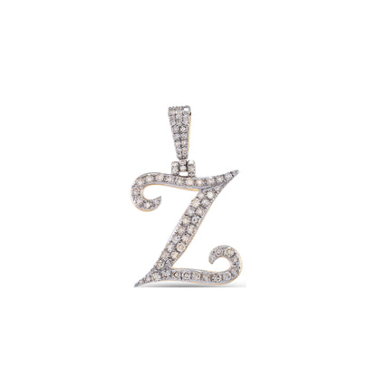 Yellow Gold White Diamond  'A-Z' Initial Pendant by Truth Jewel