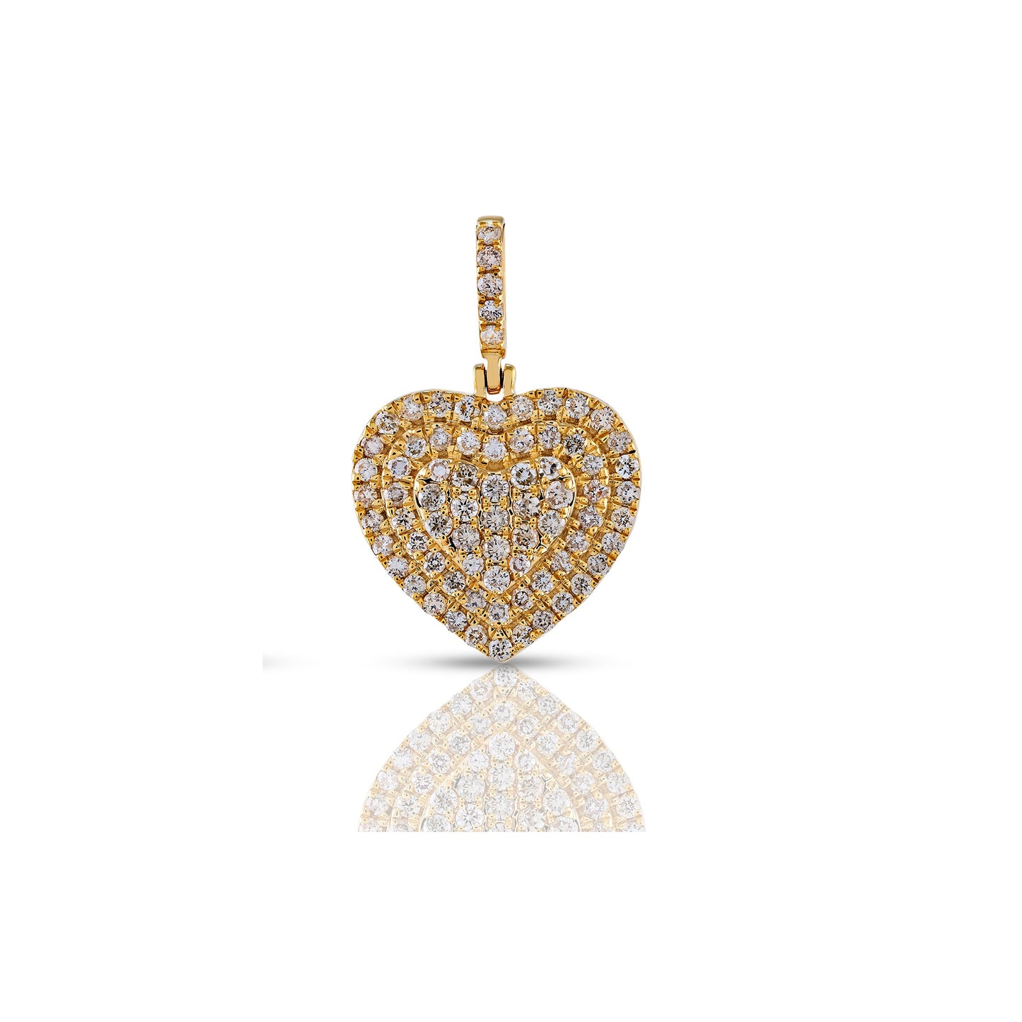 Yellow Gold Round Diamond Heart Pendant