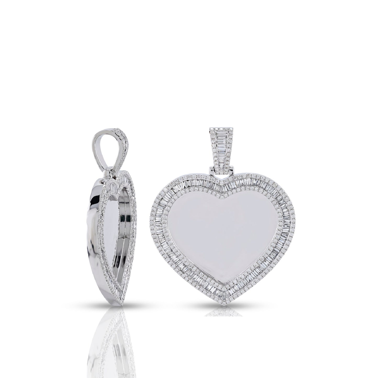 White Gold Diamond Heart Photo Locket Pendant