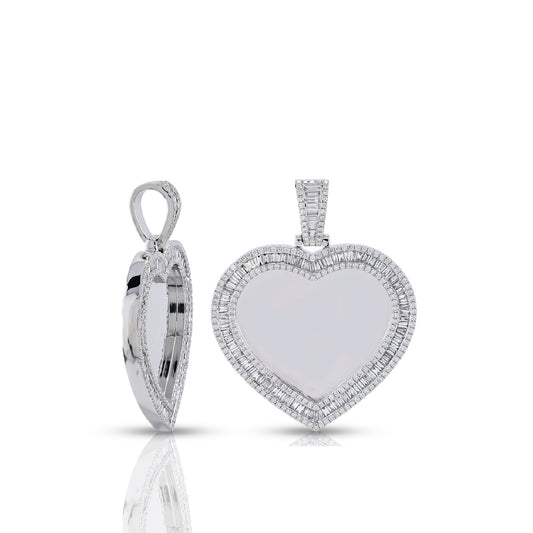 White Gold Diamond Heart Photo Locket Pendant