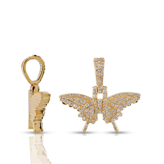 10KT Yellow Gold Diamond Butterfly Statement Pendant