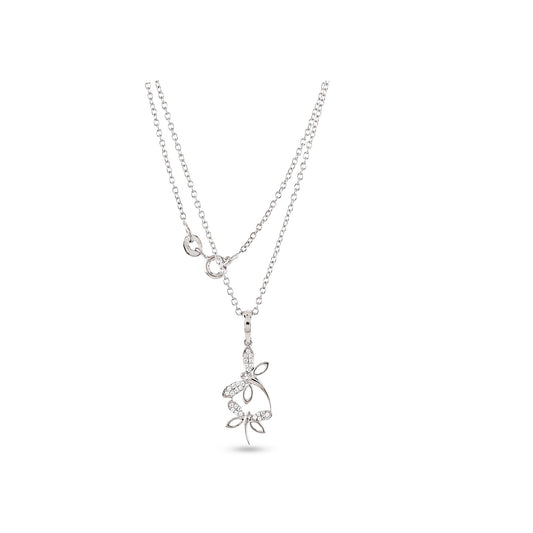 925 Silver Cz Round Diamond Butteryfly Pendant