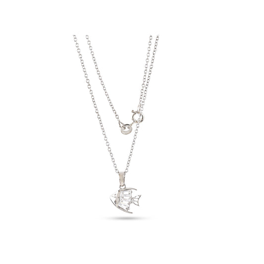 925 Silver Cz Baguette Diamond Fish Pendant