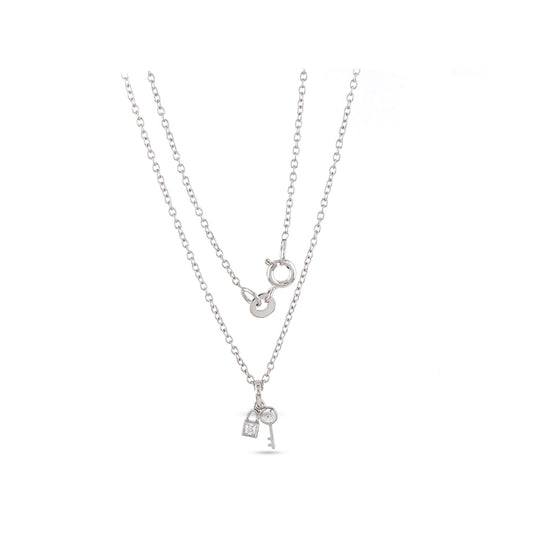 925 Silver Cz Round Diamond  Key & Chain Pendant