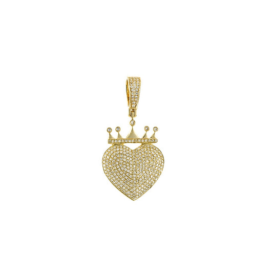 Yellow Gold Crown Heart Pendant by Truth Jewel