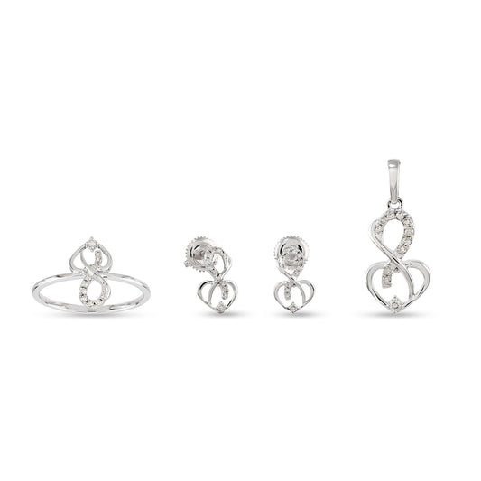 White Gold Infinity Love Heart Diamond Matching Jewelry Set by Truth Jewel's