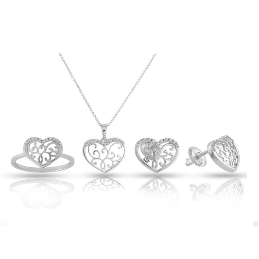 Sparkling Affection: Heart Pendant Set With Chain By Truth Jewel